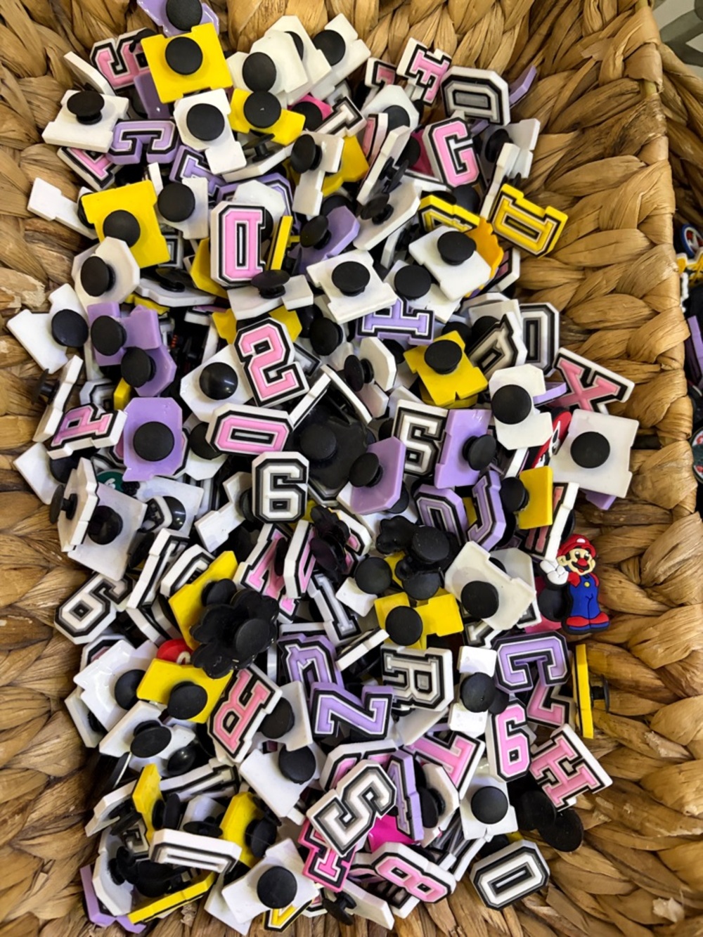 Kids Shoe Charms lot . Assortment - Pink, Purple, Yellow, White, Black